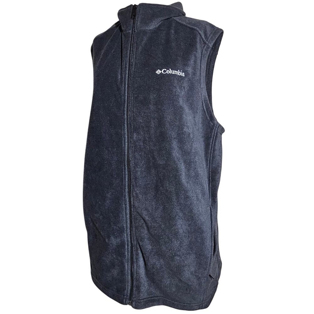 Columbia Black Fleece Full Zip Vest Size Large Tall